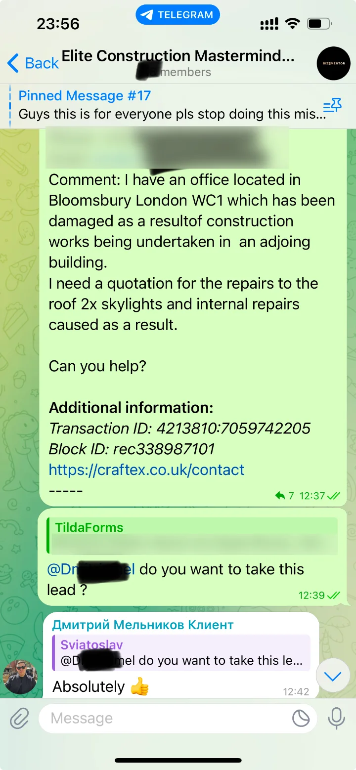Office repairs lead passed to a client